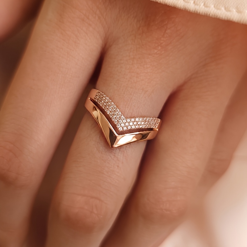 Men's CZ Wide Band Double V-Shaped Paved Ring
